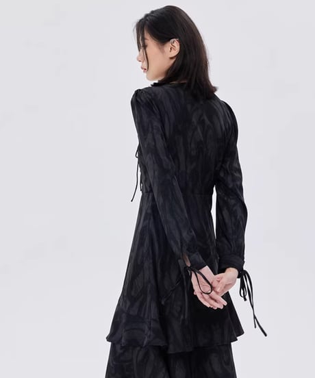 Marble Mid-Length Black Dress