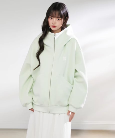 Oversized High Neck Zip Hoodie / 5colors