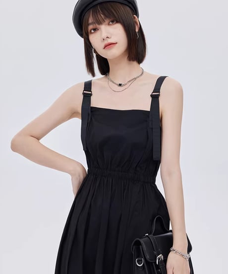 High-Waist Suspender Dress