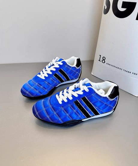 Quilted Low-Cut Lace-Up Sneakers / 4colors