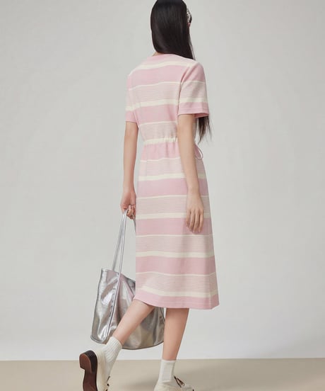 Thick Border Drawstring Long Dress