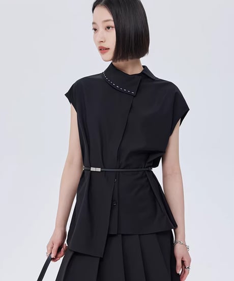 Asymmetric Minimalist Belted Shirt