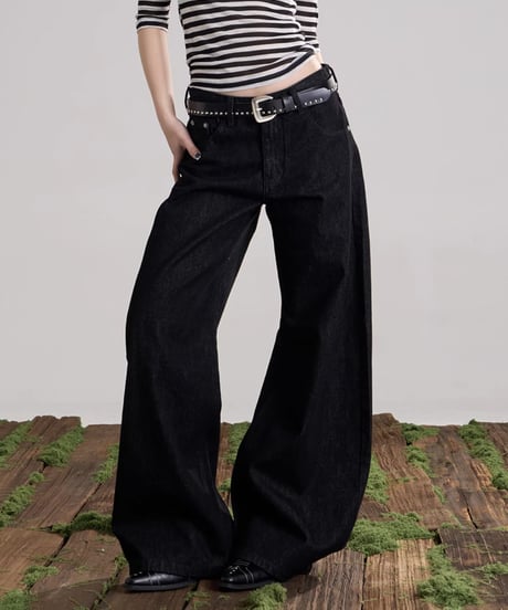 Back Logo Wide Denim Pants