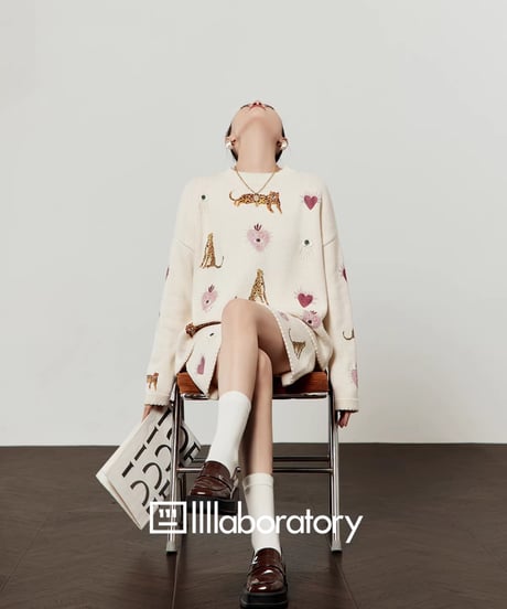 Animal & Heart Embroidered Knit Set / 3colors