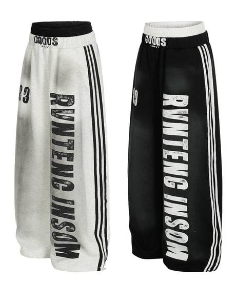 Double-waist Layered Lettering Sweat Pants / 2colors