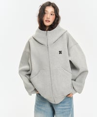 Oversized High Neck Zip Hoodie / 5colors