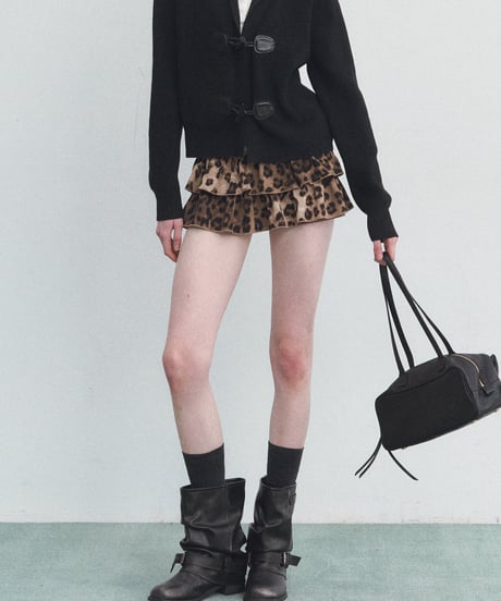 Leopard Print Tiered Ruffle Shorts