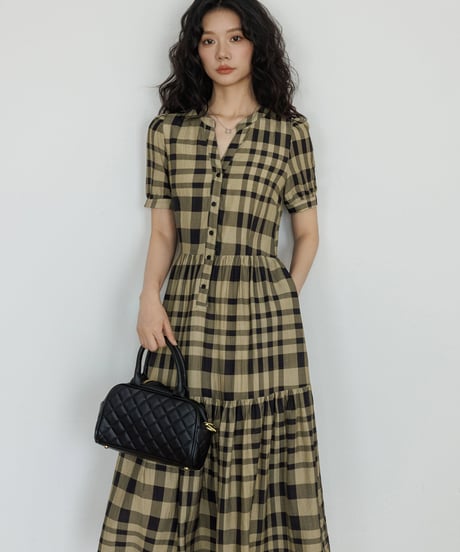 Tiered Check Shirt Dress