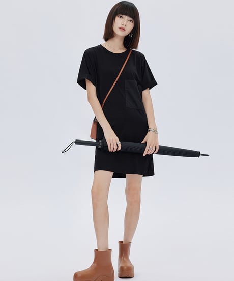 Casual Loose Fit Pocket T-shirt Dress