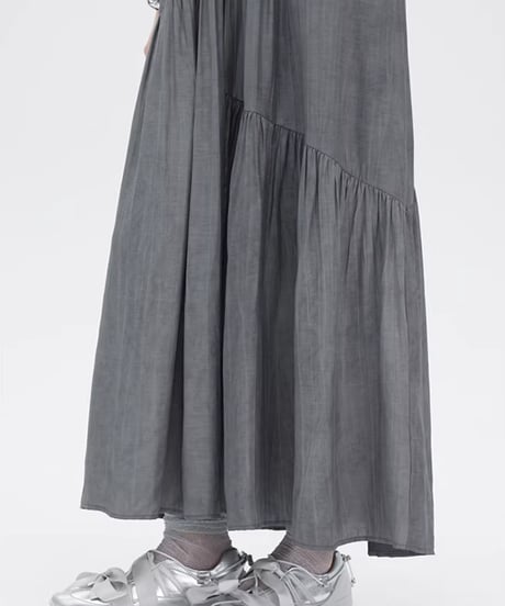 Twill Texture Switch Gather Dress