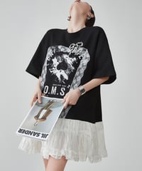 Graphic Print Lace Docking T-Shirt Mini Dress