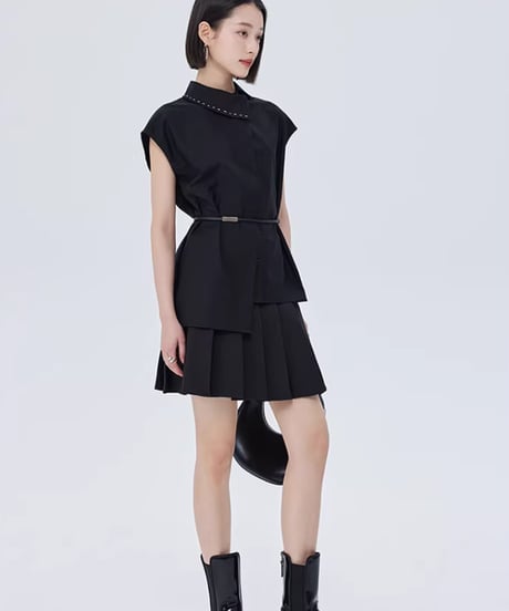 Asymmetric Minimalist Belted Shirt