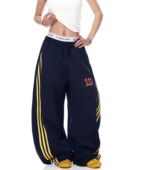 Side Striped Curve Wide Sweat Pants / 2colors