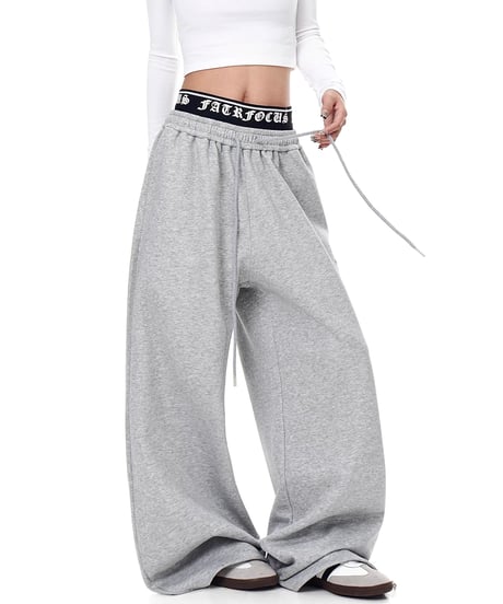 Cross Print Double-Waist Band Sweat Pants