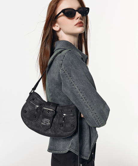 Studded Buckle Shoulder Bag