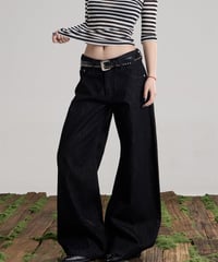Back Logo Wide Denim Pants