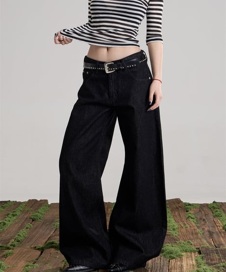 Back Logo Wide Denim Pants