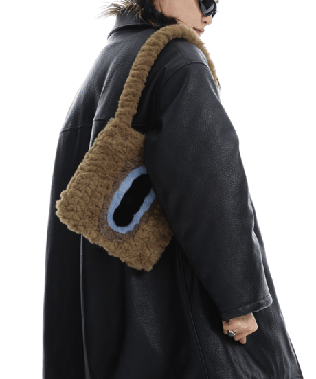 Fluffy Eco Fur Circle Design Mini Bag