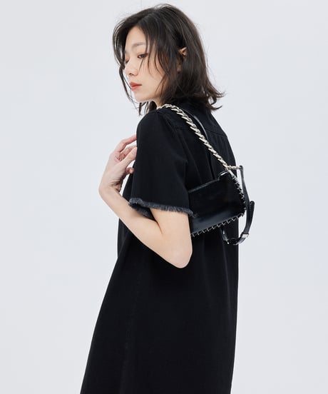 Fringe Hem Short Sleeve Shirt Onepiece