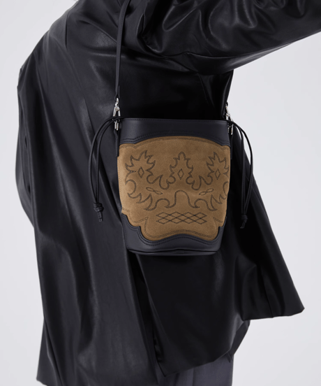 Vintage Suede Western Bucket Bag