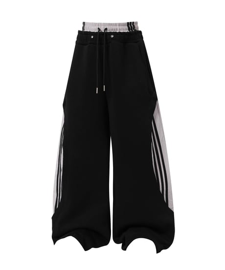 Layered Wide Sweat Track Pants / 2colors
