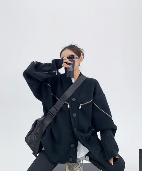 Distressed Edge Oversized Knit Cardigan  / 2colors