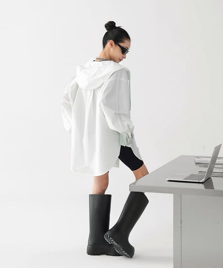 Oversized Hooded Utility Shirt Jacket / 2colors