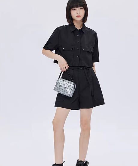 Cropped Short-Sleeve Shirt & Wide Shorts Setup