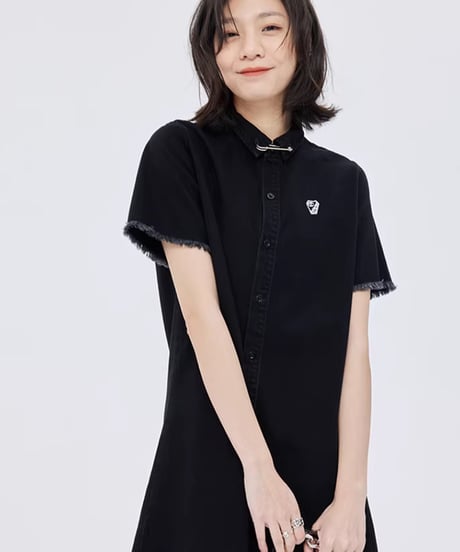 Fringe Hem Short Sleeve Shirt Onepiece