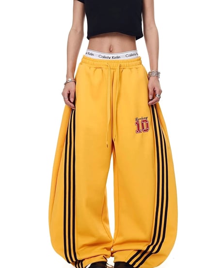 Side Striped Curve Wide Sweat Pants / 2colors