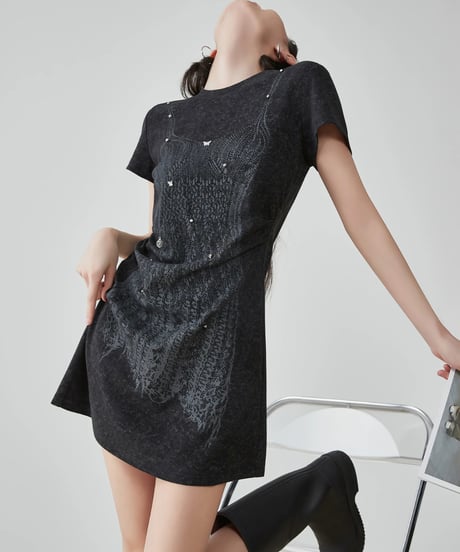 Corset Print Slim T-Shirt Dress