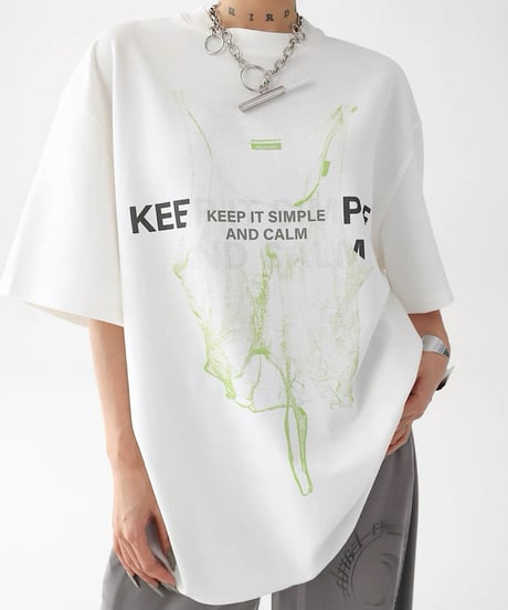 Abstract Flame Print Oversized T-Shirt / 2colors