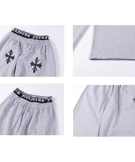 Cross Print Double-Waist Band Sweat Pants