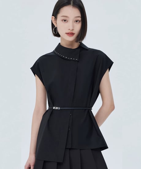 Asymmetric Minimalist Belted Shirt