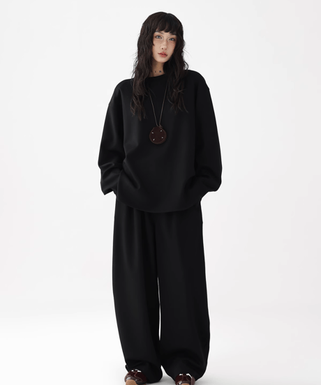 Oversized Relaxed Silhouette Setup / Loose Top & Wide Pants