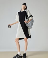 Diagonal Switch Asymmetry T-Shirt Dress