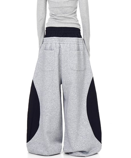 Layered Wide Sweat Track Pants / 2colors