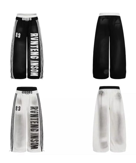 Double-waist Layered Lettering Sweat Pants / 2colors