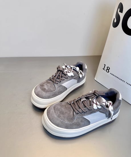 Platform Suede Lace-Up Sneakers / 2colors