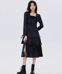 Marble Mid-Length Black Dress