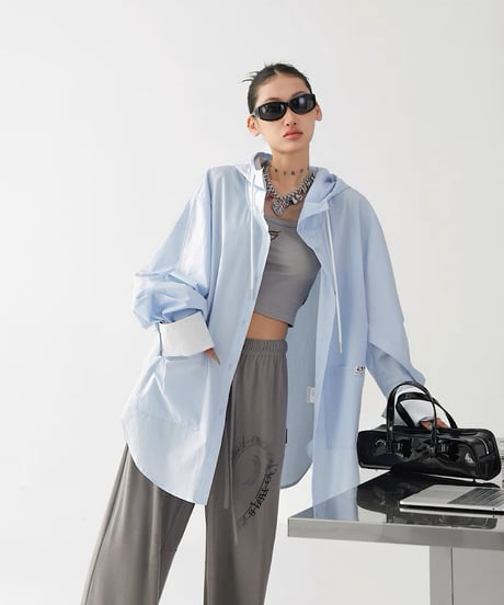 Oversized Hooded Utility Shirt Jacket / 2colors