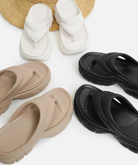 Minimal Platform Flip Flop Sandals / 3colors