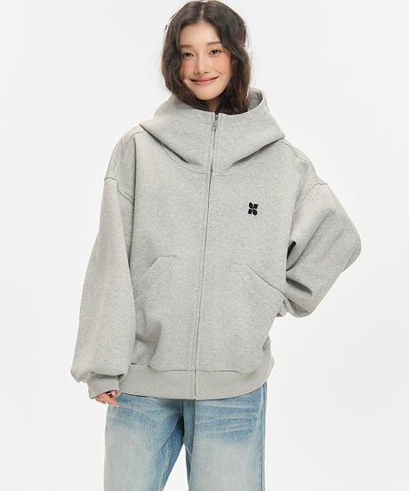 Oversized High Neck Zip Hoodie / 5colors