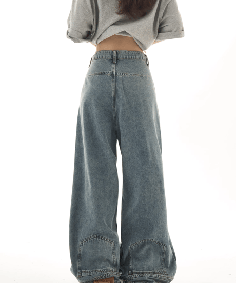 Vintage Washed Wide-Leg Denim Pants  / 2colors