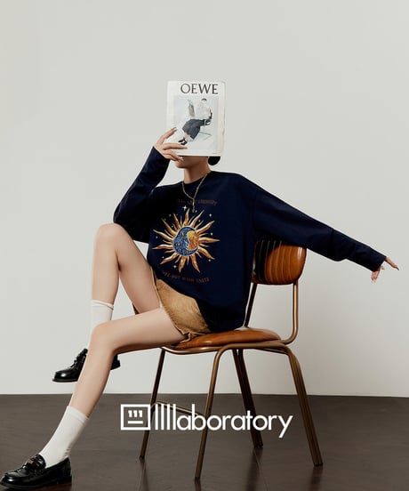 Sun & Moon Graphic Long Sleeve T-Shirt / Vintage Mini Skirt