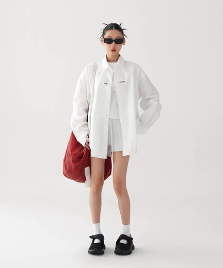 Oversized Letter Print Long Sleeve Shirt  / 2colors