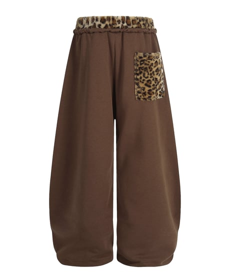 Leopard Patchwork Loose Sweat Pants / 2colors