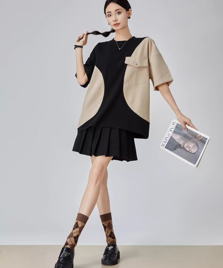Circular Color-Block Loose Fit T-shirt