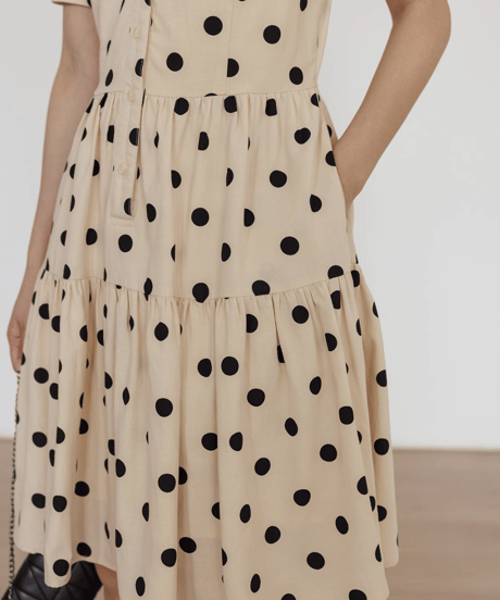 Polka Dot Tiered Short Sleeve Dress