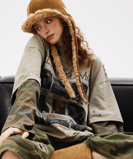 Vintage Graphic Oversized Layered T-Shirt